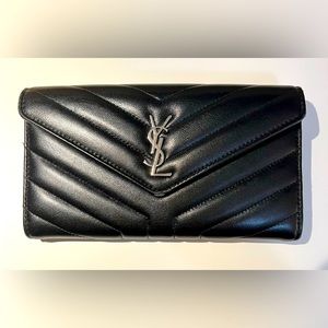 Monogram YSL Leather Flap Continental Wallet